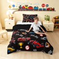 thumbnail image 3 of Erosebridal Race Car Twin Comforter Sets, Trophy Bedding Set, Dark Red, Black Reversible 2 Pieces 1 Comforter and 1 Pillowcase, 3 of 6