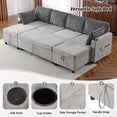 thumbnail image 6 of EUROCO 111.8" Sectional Sleeper Sofa with Pull Out Bed, U Shaped Sectional Couch with Storage Ottoman Convertible 6-Seater Sofa,Grey, 6 of 8