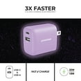thumbnail image 7 of Liquipel Powertek Glow in the Dark 20W Combo Wall Charger - Purple, 7 of 7