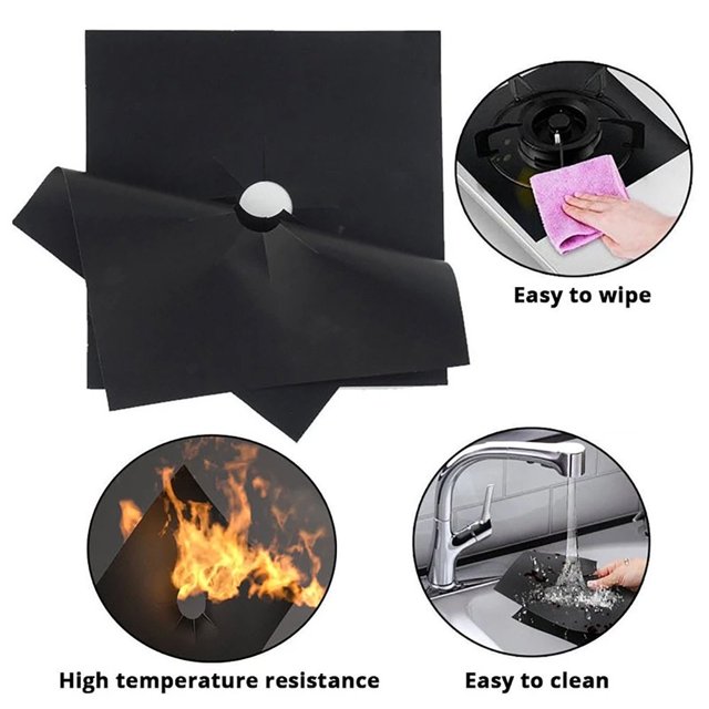 Reusable 4PCS Aluminum Gas Foil Stove Burner Protector Cover Liner Clean Mat Pad