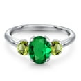 thumbnail image 3 of Gem Stone King 1.35 Ct Oval Green Nano Emerald Green Peridot 925 Sterling Silver Ring (Size 8), 3 of 6