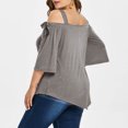 thumbnail image 2 of 2026 ! asdoklhq Womens Plus Size Tops ,Women Casual Plus Size Asymmetric Cold Shoulder Top T-shirt Bow Blouse, 2 of 8