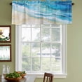 thumbnail image 3 of Blue Coastal Beach Curtain Valances for Windows, Kitchen Valance Window Treatments Panel 2 Pack, Summer Nautical Ocean Beige Rod Pocket Short Curtains for Bathroom Bedroom 54 x 18 Inch, 3 of 8