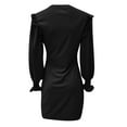 thumbnail image 5 of Jupe Sexy Ajustée à Manches Papillon Col Rond Couleur Unie pour Femmes (Noir, L), 5 of 5