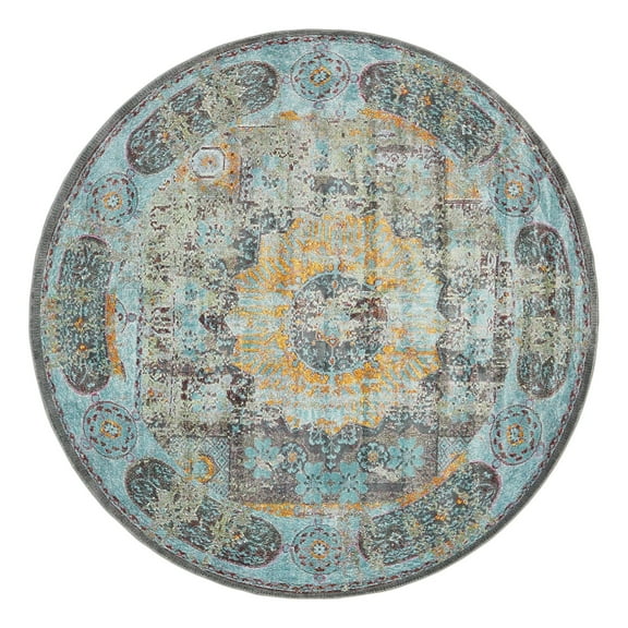 Unique Loom Baracoa Collection Area Rug - Raul (8' Round Blue/Gray)