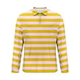 thumbnail image 5 of ZCFZJW Men's Polo Shirt Casual Striped Print Long Sleeve 1/4 Zip up Lightweight Classic Fashion Lapel Collar Big and Tall Golf Sport Shirt Yellow M, 5 of 5