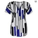 thumbnail image 1 of Qarigey Camiseta de mujer con cuello en V y rayas en la parte de manga corta con cremallera blusa delgada Prendas para la parte del cuerpo Azul M, 1 of 4