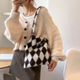 thumbnail image 4 of Sywqhk Bolso De Compras Con Estampado De Cuadros Retro Para Mujer, Bolsos De Hombro De Felpa Informales (Café) Sywqhk Para estrenar, 4 of 9