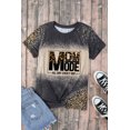 thumbnail image 3 of ABPHQTO Camiseta de cuello redondo con estampado blanqueado de letras de leopardo occidental gris para mujer, 3 of 5