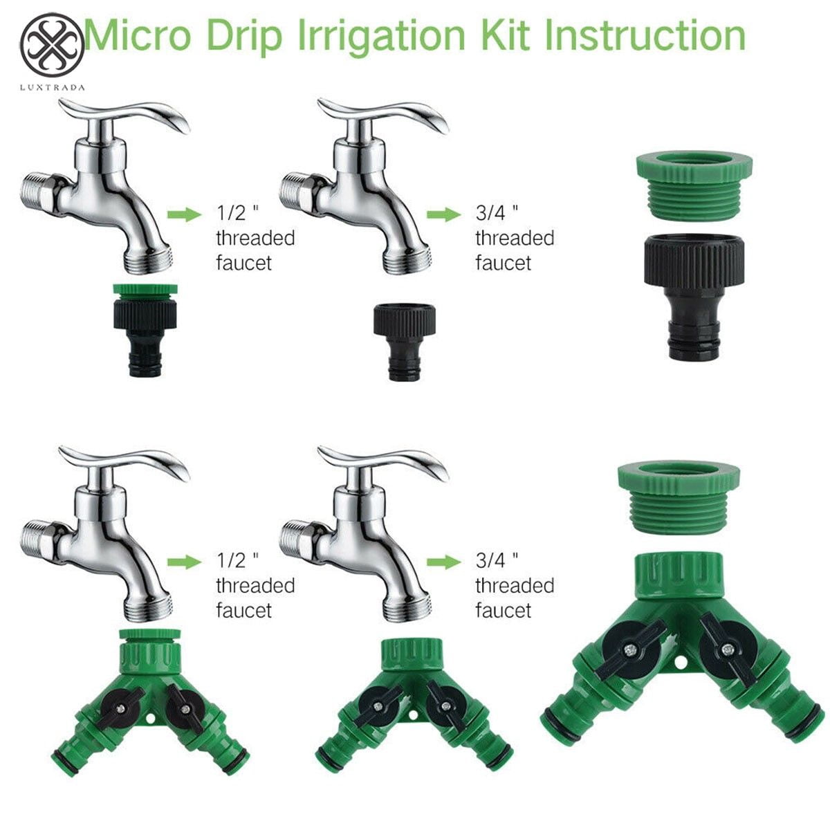 Luxtrada 50 FT / 15M Micro Drip Irrigation Device Auto Watering System Automatic Drip Irrigation System Garden Self Watering Hose Drippers For Home Garden Hanging Basket Plant Flower