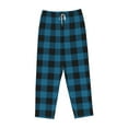 thumbnail image 4 of Goofa Blue Black Plaid Printed Soft Pajama Pants for Women, Wide Leg Comfy Casual Lounge Yoga Pants-Small, 4 of 9