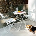 thumbnail image 3 of Boyel Living Patio Bistro Set, Folding Outdoor Patio Table and Chairs, Foldable Patio Steel Furniture Sets, White, 3 of 7
