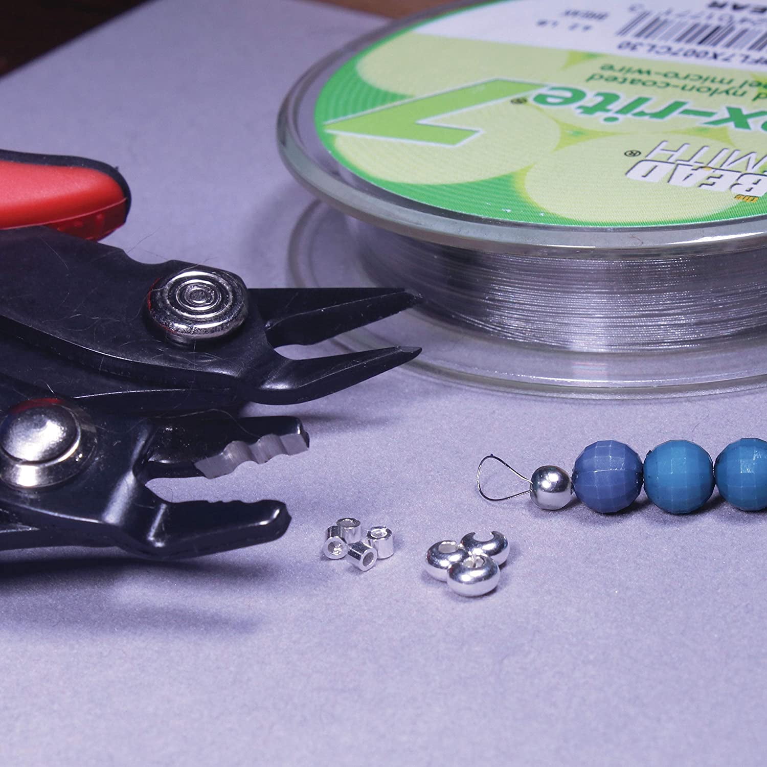The Beadsmith Crimper Mega Kit, Includes Crimp Forming Pliers, Cutter, 2x2mm Crimp Tubes, 3mm Crimp Bead Covers & 7-Strand FlexRite Wire, Create Rounded Crimps Every Time, No Sharp Edges