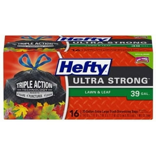 Hefty Cinch Sak Tall Kitchen & Trash Bags, 30 Gal, 1.1m, 30x33, Black,  4 Boxes/Carton 