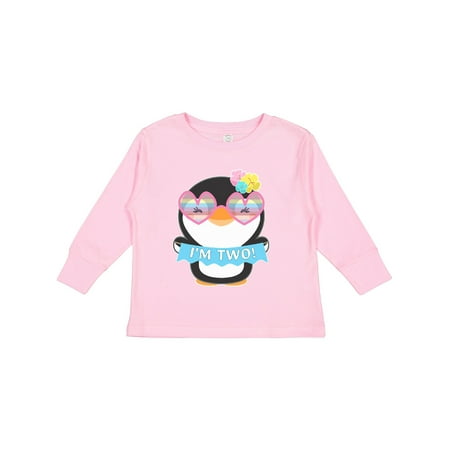 

Inktastic I m 2 Cute Penguin with Sunglasses and Flowers Gift Toddler Boy or Toddler Girl Long Sleeve T-Shirt