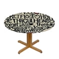 thumbnail image 3 of WYYP Words Mosaic Round Tablecloth Waterproof Resistant Fabric 100% Polyester Fiber for Picnic Dining Kitchen Farmhouse White, 3 of 8