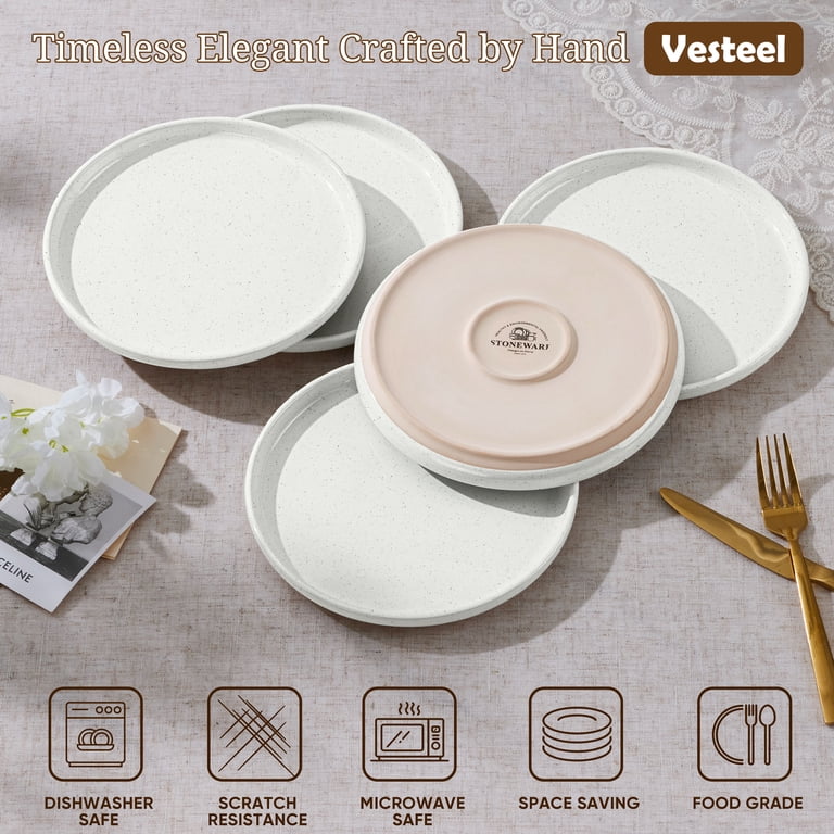 Vesteel 6-Piece Handcrafted Stoneware Dinner Plate Set photo 3