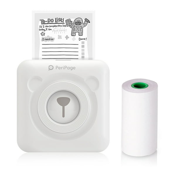 PeriPage Mini Pocket All-in-One Thermal Printer Wireless BT Picture Photo Label Memo Receipt Paper Printer AR Photo Function with USB Cable Support for Android iOS Smartphone Windows
