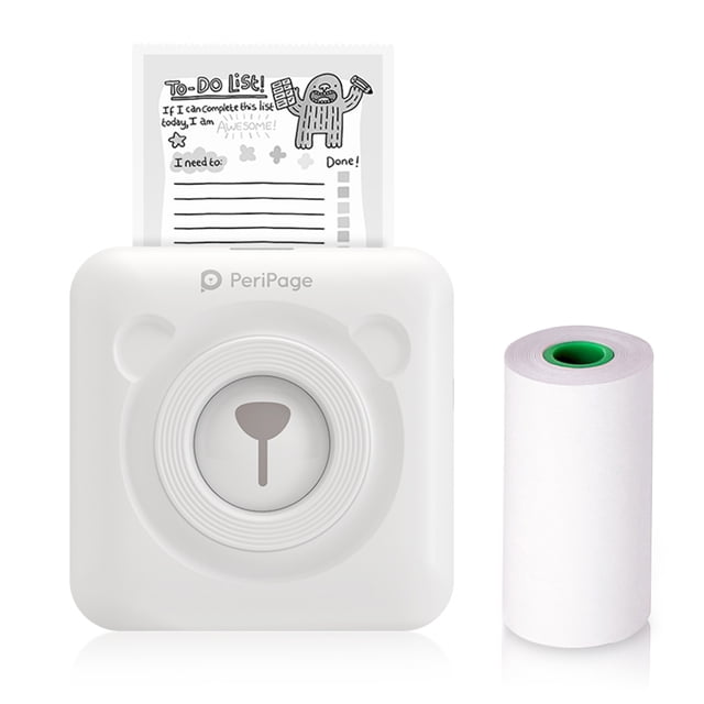 PeriPage Mini Pocket All-in-One Thermal Printer Wireless BT Picture Photo Label Memo Receipt Paper Printer AR Photo Function with USB Cable Support for Android iOS Smartphone Windows
