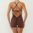 thumbnail image 7 of Miluxas Womens Jumpsuits Unitard Bodysuits One Piece Shorts Rompers Yoga Sleeveless Backless Bodycon Outfits Coffee 6(M), 7 of 7