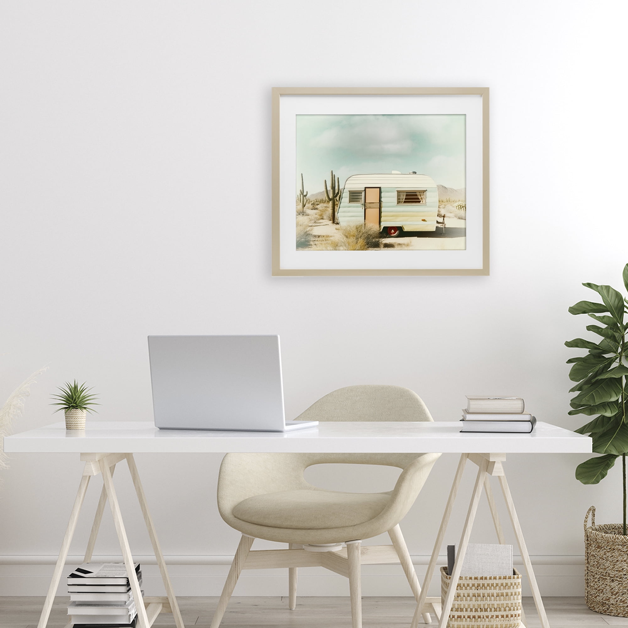 Desert Trip Vintage Birch Framed Print Under Glass, design by Decent Exposures