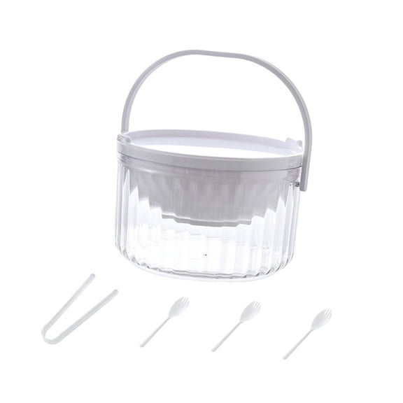 kowaku Salad Bowl, Salad Serving Bowl, Snack Bowl, Multi-purpose Fruit Bowl with Lid And Handle for Collecting Pasta, Potatoes And Vegetables white