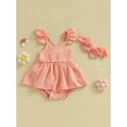 thumbnail image 2 of xiaxaixu Ensemble de Barboteuse pour Bébé Fille, Robe Trapèze à Manches Volantées et Col Ras du Cou avec Bandeau pour un Usage Quotidien Décontracté, 2 of 8