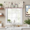 thumbnail image 2 of Spring Bicycles Valance Curtain for Windows Roses Flower Eucalyptus Leaves Retro Linen Rod Pocket Curtain Valances Short Window Treatments Panels for Kitchen Bathroom Laundry Basement 60 x 18 Inch, 2 of 9