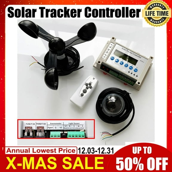 Complete Dual Axis Solar Tracker Linear Actuator Controller W/ Wind Speed Sensor