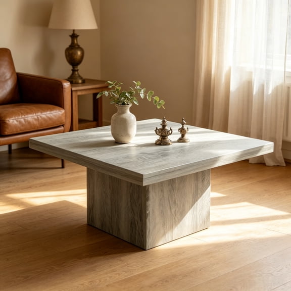 Center Table, Square Coffee Table with 1.6" Thick Sturdy Tabletop, Gray