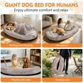 thumbnail image 5 of Human Dog Bed for Adults and Pets,71"x45"x14" Human Size Dog Bed for People,Washable Faux Fur Cover,Orthopedic Dogs Bean Bag with Blanket and Pillow,Camel, 5 of 15