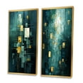 thumbnail image 3 of Designart "Tranquil Serenity Abstract in Turquoise and Gold I" Abstract Painting Framed Wall Art Set Of 2 - Modern Gold Gallery Wall Frame Set For Home Decor, 3 of 6