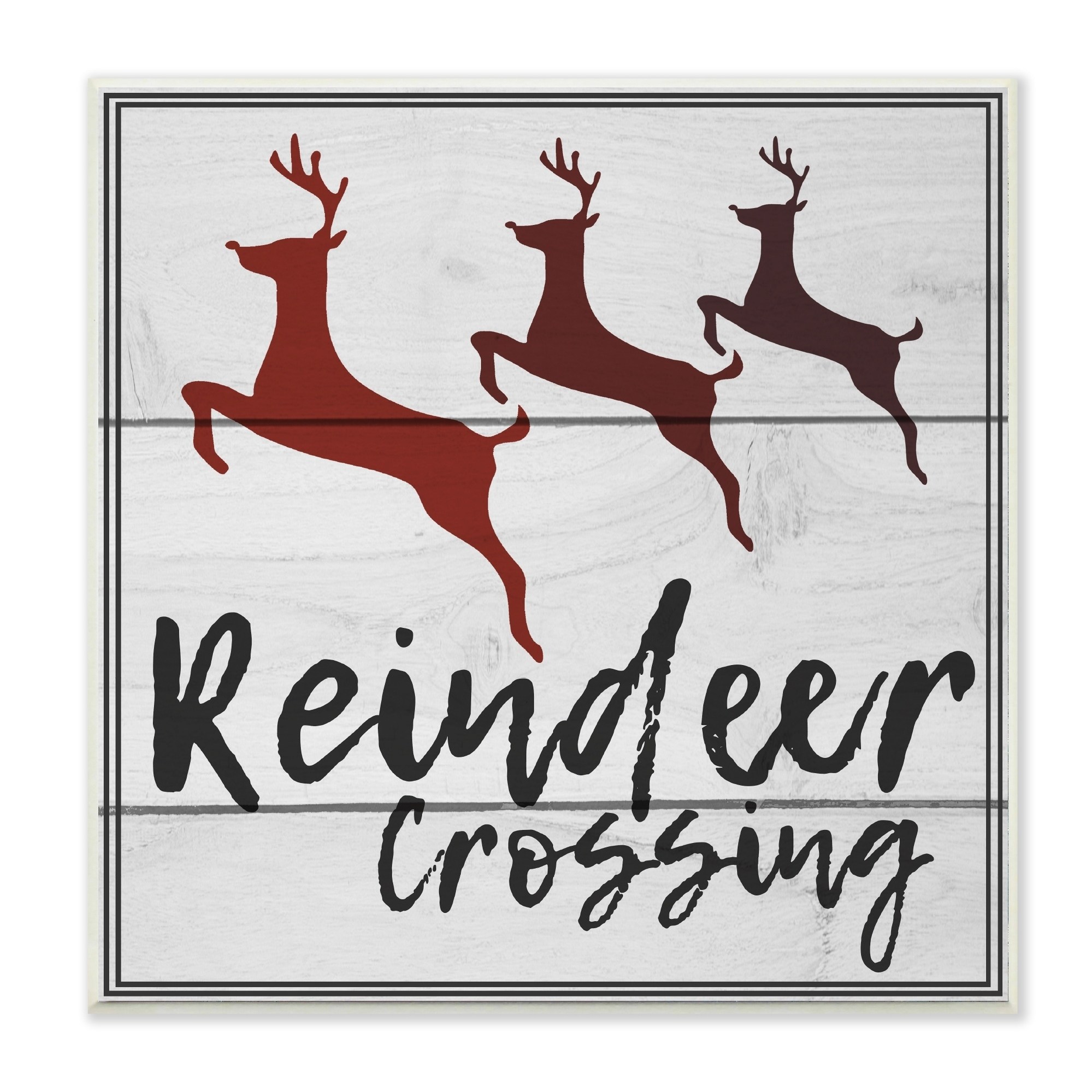 The Stupell Home Decor Collection Reindeer Crossing Sign Wall Plaque