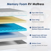 8-inch RV Latex Memory Foam Mattress, short queen size, large format, free of glass fibers, medium hardness texture, breathable memory foam.