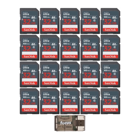 UPC: 0196271409991 | SanDisk 32GB Ultra SDHC UHS-I Memory Card (20-pack) with Focus Card Reader