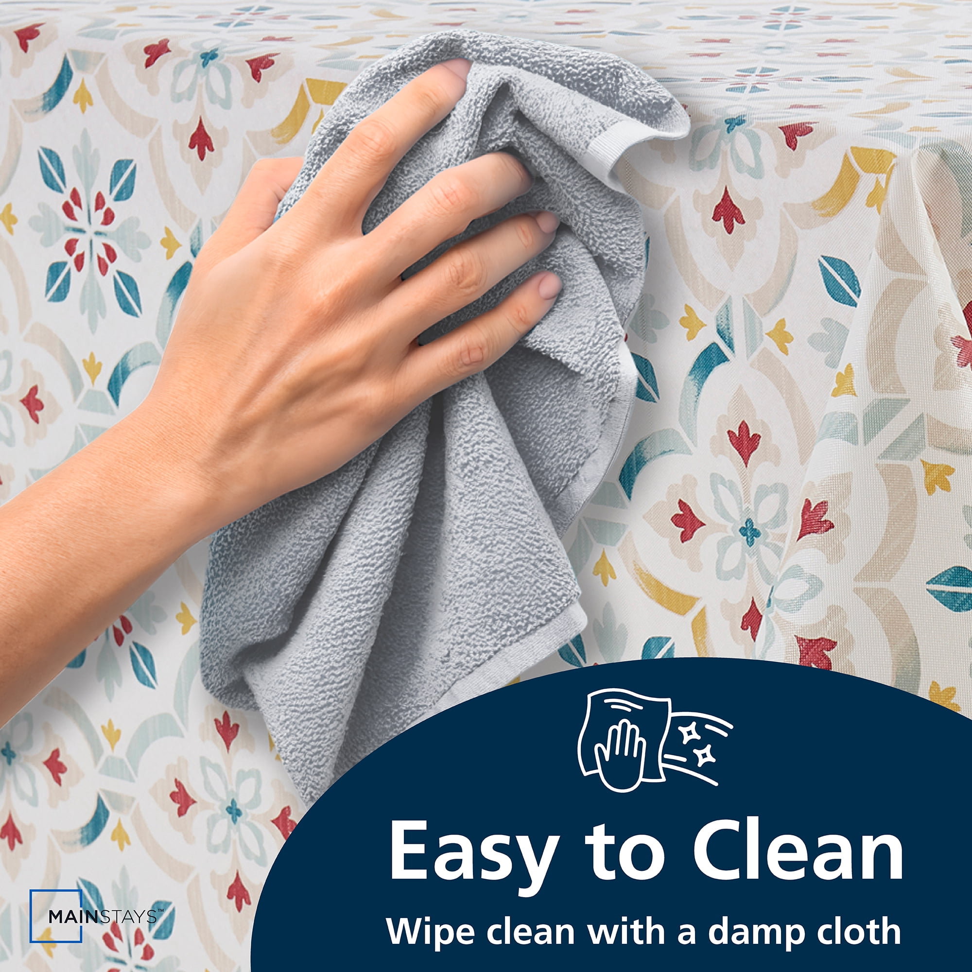 Mainstays PEVA Everyday, Indoor & Outdoor Tablecloth 60" x 84" Farmhouse Tile