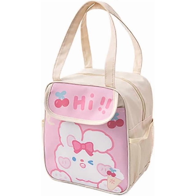 Cute Lunch Bag for Women Girls Japanese Anime Insulated Cooler Kawaii Lunch Box for Kids Teens Preschool High College School Student (Ice cream bunny)