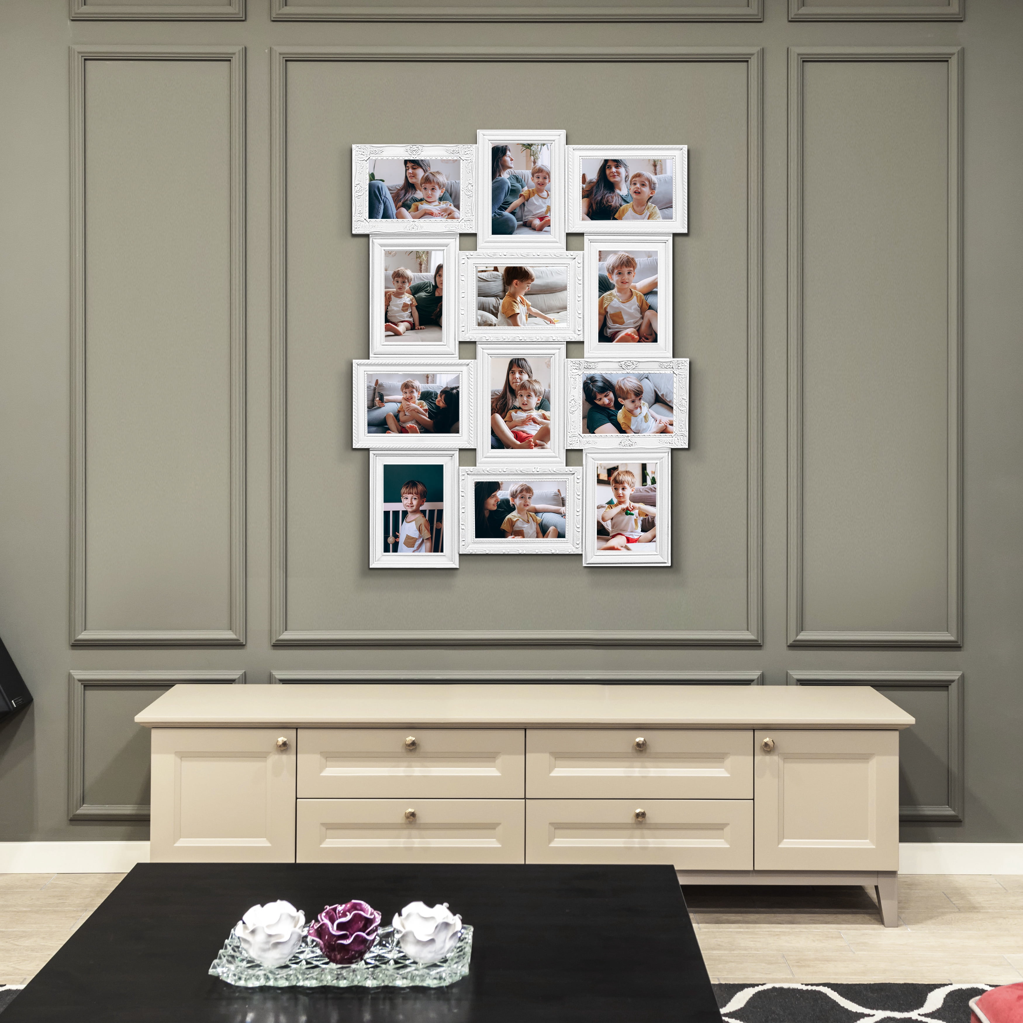 12 Opening Collage Photo Frame 6" x 4" Gallery Wall Hanging Picture Frame  White