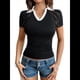 thumbnail image 3 of Blusas Informales de Corta para Mujer, Estilo Ejecutivo, con Cuello en V, para Verano, 2025, con Cuello Básico Ajustado. Negro XL, 3 of 8