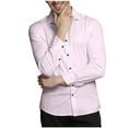 thumbnail image 4 of YLSDY Men's Long Sleeve Dress Shirt Slim Fit Button Down Formal Business Solid Color Work Shirts Pink S, 4 of 6