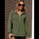 thumbnail image 5 of Sudadera Ligera y Suave de Larga con Solapa y Media Cremallera para Mujer, Estilo Informal, Holgada y con Cuello de . Verde XL, 5 of 8