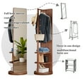 thumbnail image 6 of 360° Swivel Freestanding Solid Wood Full Length Mirror with Coat Rack, 6 of 8