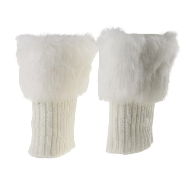 Calentadores de piel sintética para mujer, calentadores de piernas de piel sintética, calcetines, calentadores de piernas, calentadores de piernas, Blanco jinwen calentador de piernas de punto para mujer