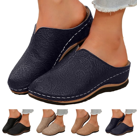 Dakaela Clogs for Women Mules Shoes Comfortable Closed Toe Slip on Wedge Sandals Arch Support Backless Summer Casual Walking Platform Slides Black 6.5
