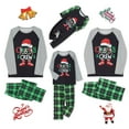 thumbnail image 4 of EYIIYE Christmas Pajamas for Family Long Sleeve Letter Print Raglan Tops + Plaid Pants Set Sleepwear, 4 of 5