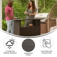 thumbnail image 6 of Flash Furniture Indoor/Outdoor Patio Wicker Rattan Bar Counter Table with 2 Shelves, Brown, 6 of 12