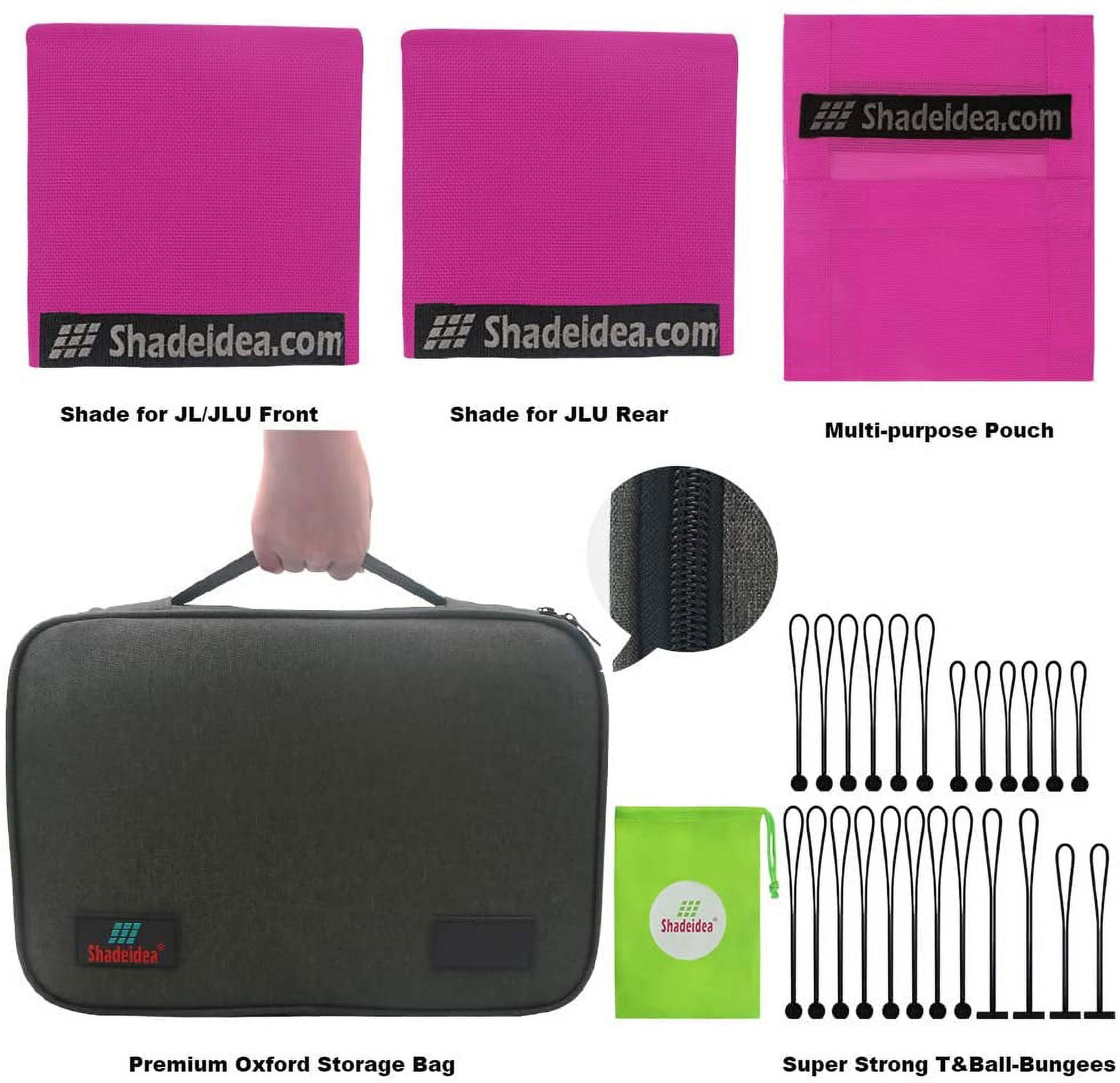 Shadeidea Jeep Wrangler Sun Shade JL Top Sunshade Front and Rear 2 piece-Pink Mesh Screen Sunshade JLU Unlimited 4 Door 2018-Current New Model Cover UV Blocker with Grab Bag-10 Years Warranty