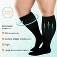thumbnail image 4 of Plus Size Compression Socks for Women Men Wide Calf 2XL-7XL Stretch Knee High Stockings Varicose Vein Support Socks for Running Sports Hiking, 4 of 8