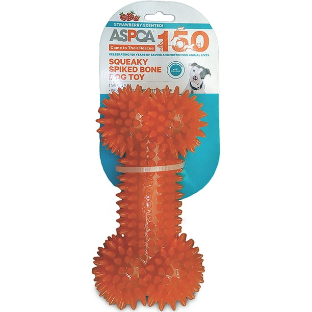 Aspca Squeaky Spiked Bone Dog Toy Large Orange Walmart Com Walmart Com