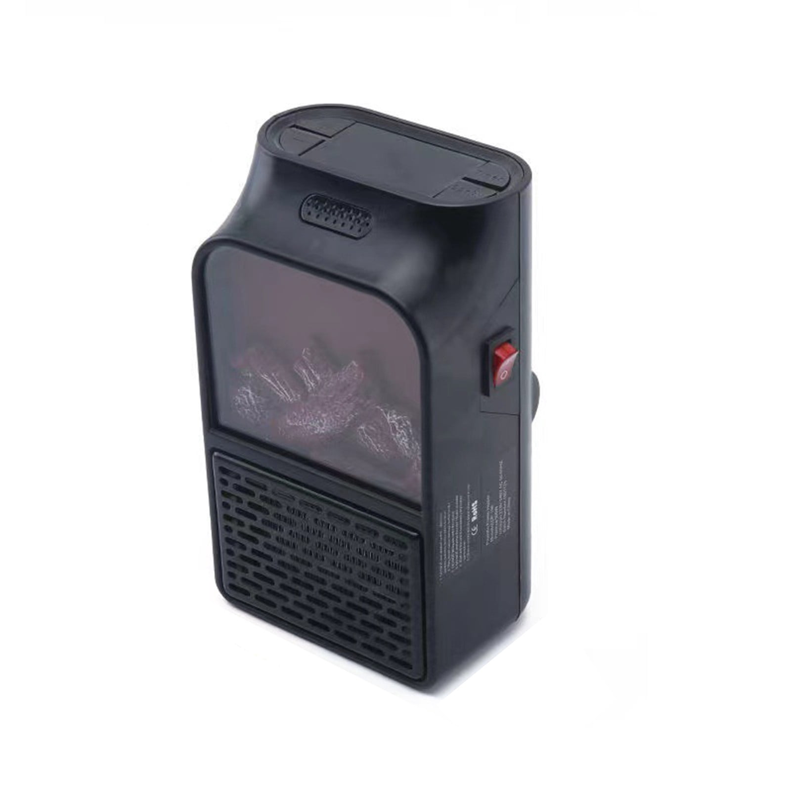 800W Plug-in Space Heater With 3D Flame Effect – PTC Ceramic, Thermostat, Timer, Overheat & Tip-Over Protection – For Office, Dorm, Bedroom